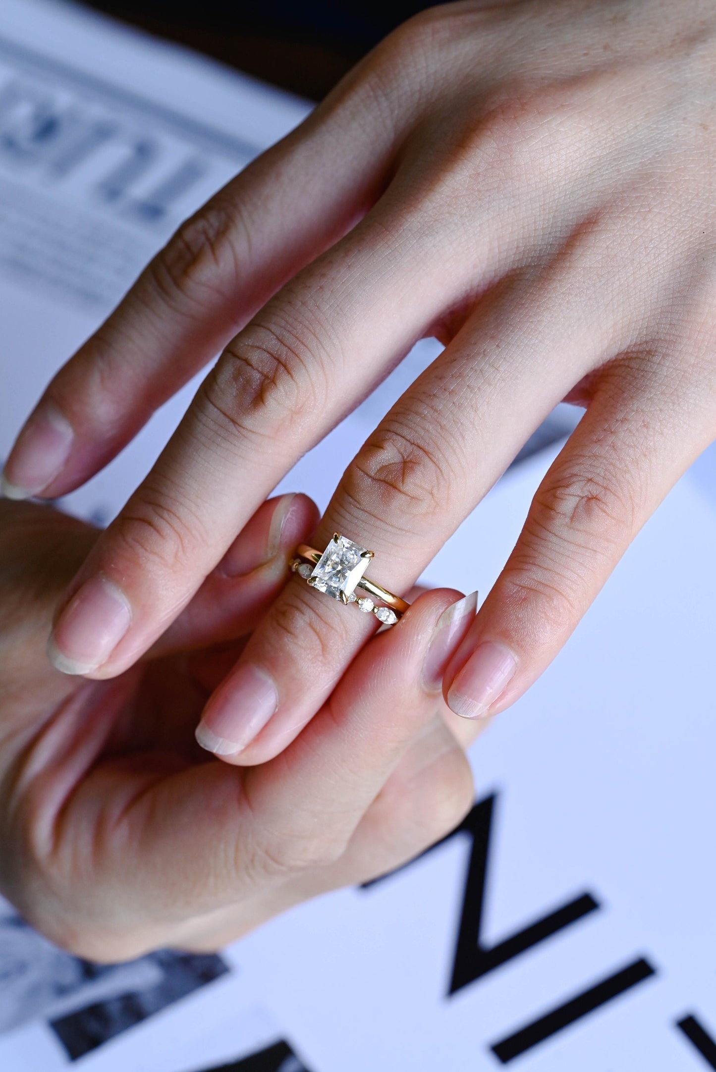 Harper-1.5 Carats Radiant Moissanite Solitaire Bridal Ring Set