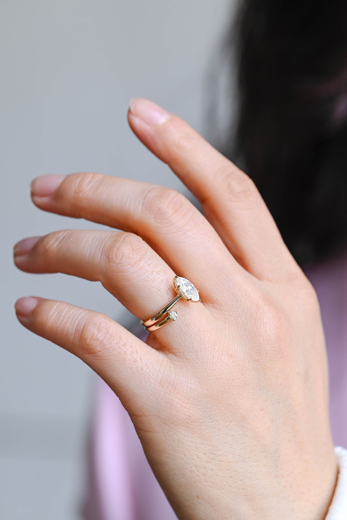 Rhys-0.8 Carats Marquise Moissanite Solitaire Bridal Ring Set