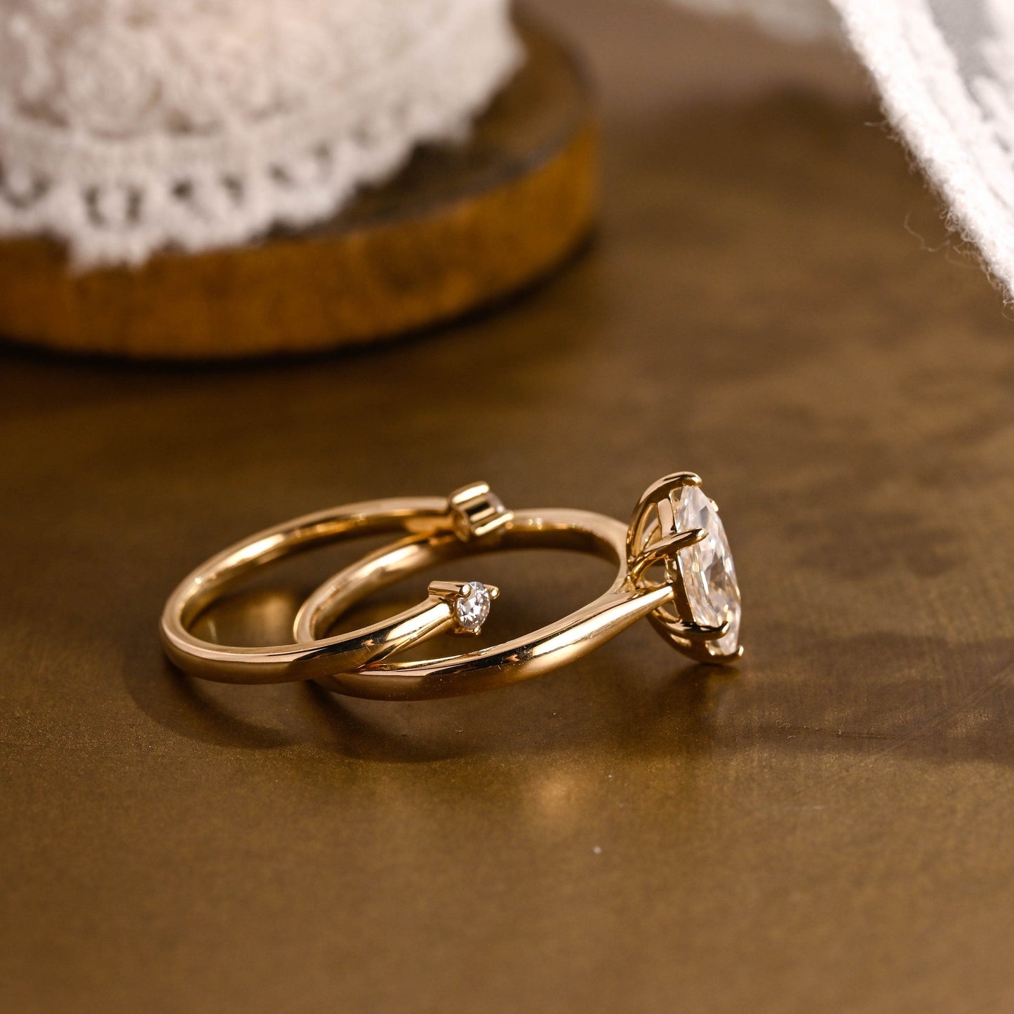 Rhys-0.8 Carats Marquise Moissanite Solitaire Bridal Ring Set