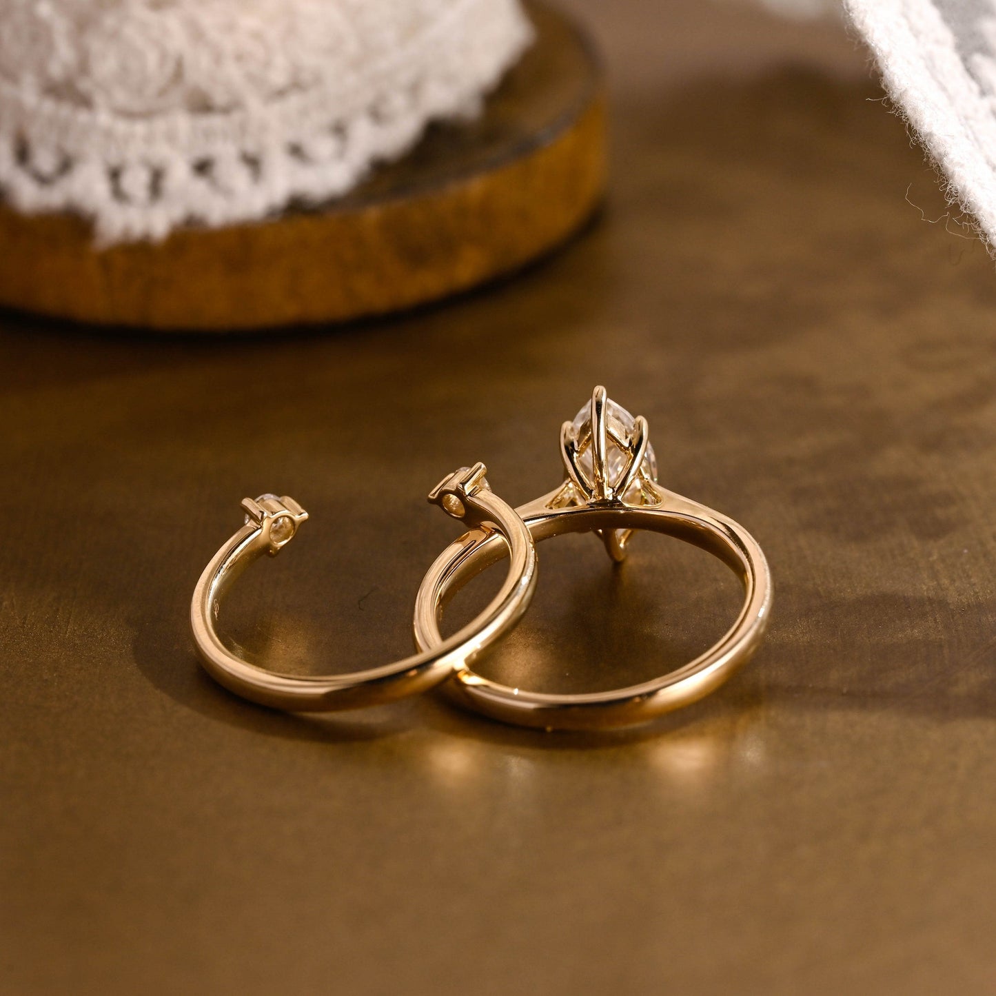 Rhys-0.8 Carats Marquise Moissanite Solitaire Bridal Ring Set