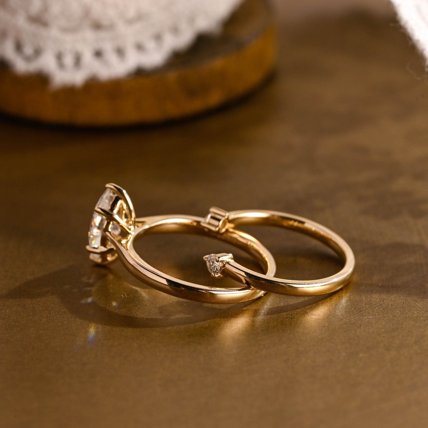 Rhys-0.8 Carats Marquise Moissanite Solitaire Bridal Ring Set