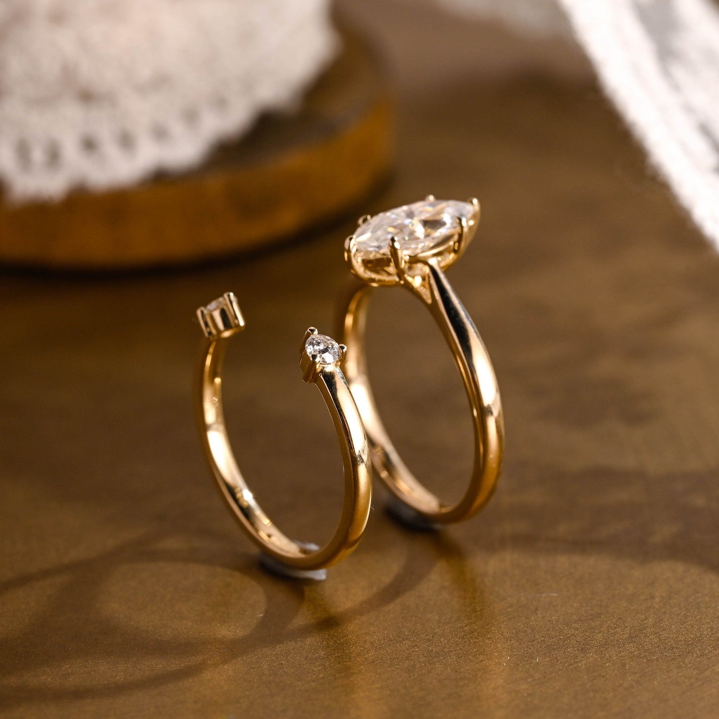 Rhys-0.8 Carats Marquise Moissanite Solitaire Bridal Ring Set