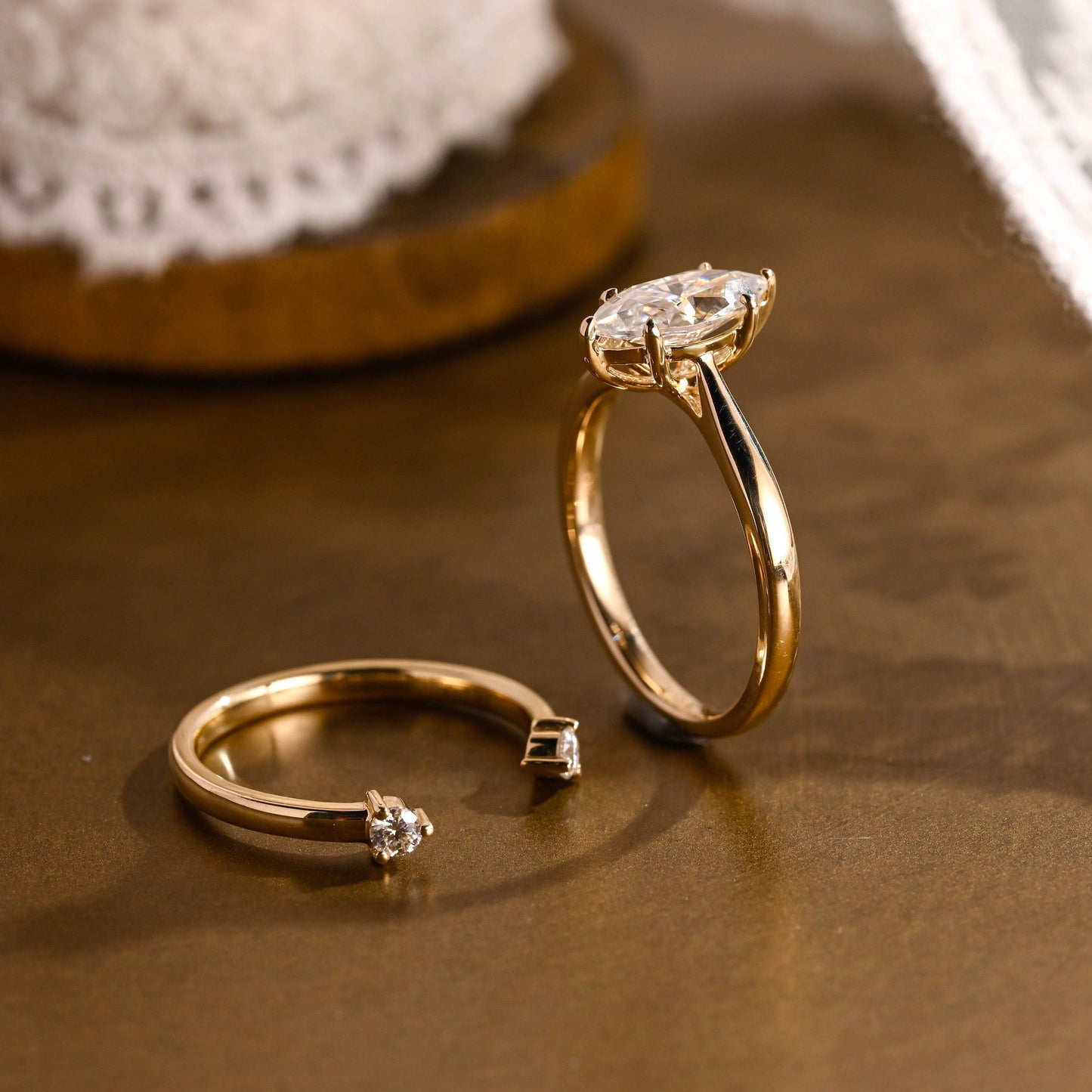 Rhys-0.8 Carats Marquise Moissanite Solitaire Bridal Ring Set