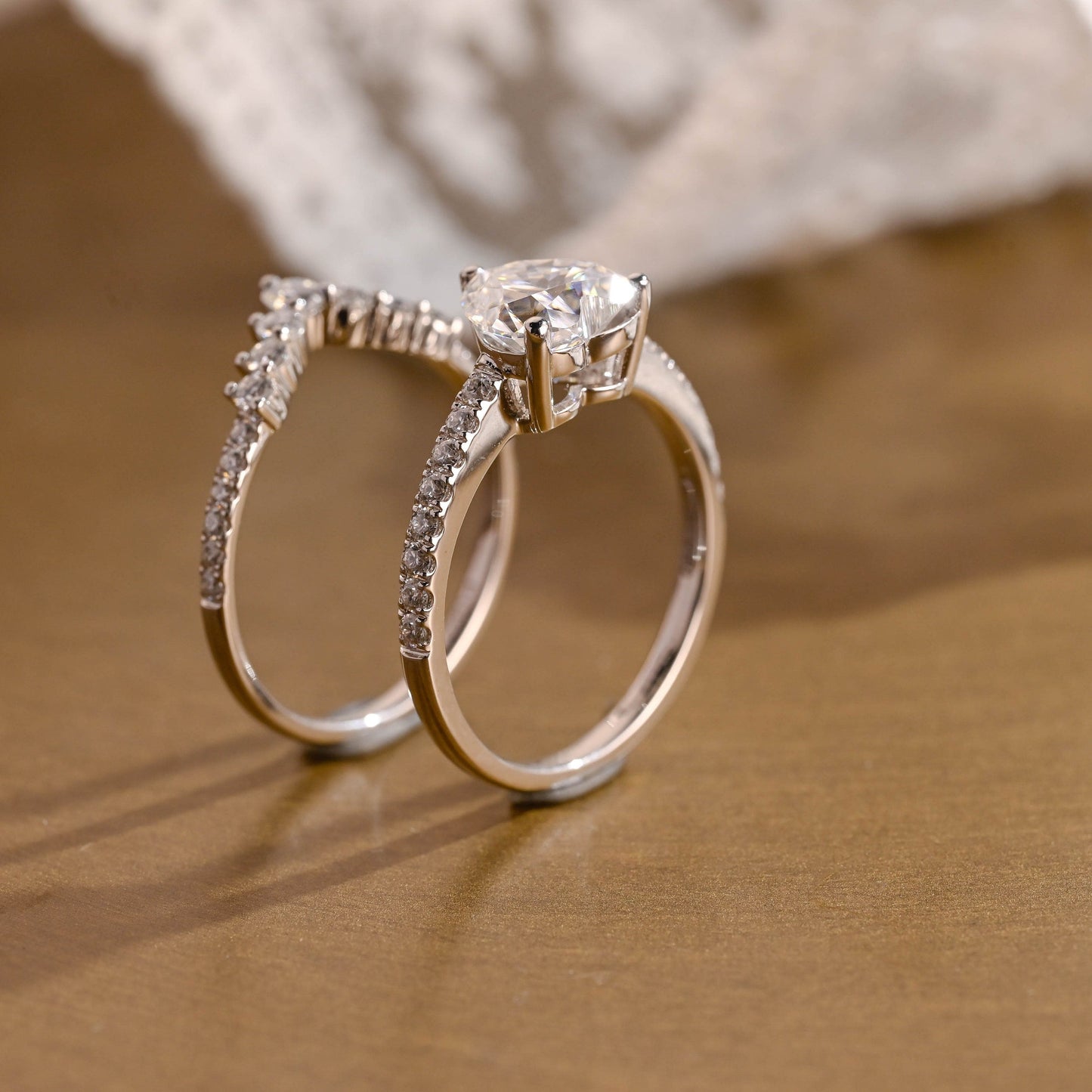 Preston-2.0 Carats Heart Moissanite Pave Bridal Ring Set