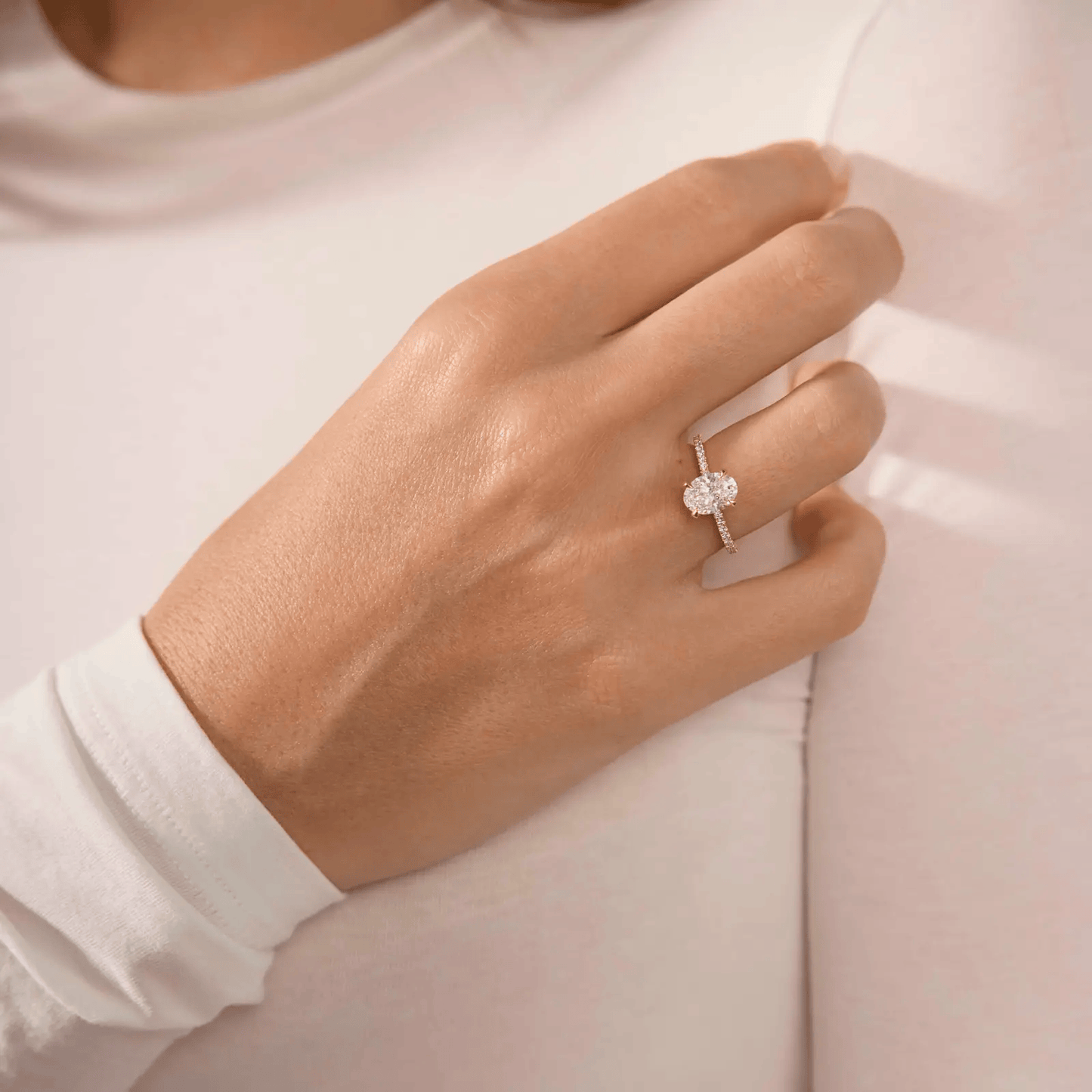 1.20 CT Oval Diamond Pave Settings Engagement Ring