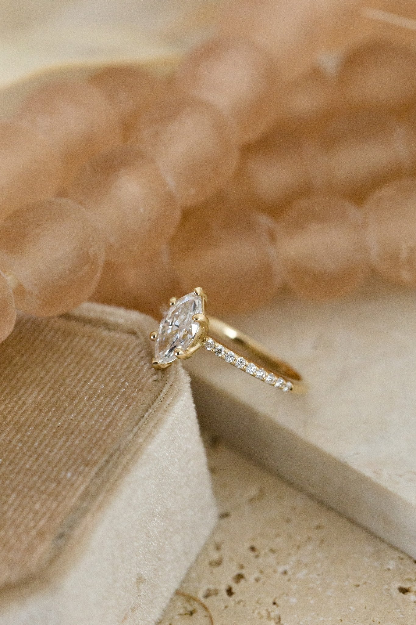 1.00 CT Carats Marquise Cut Moissanite diamond Pave Style Engagement Ring