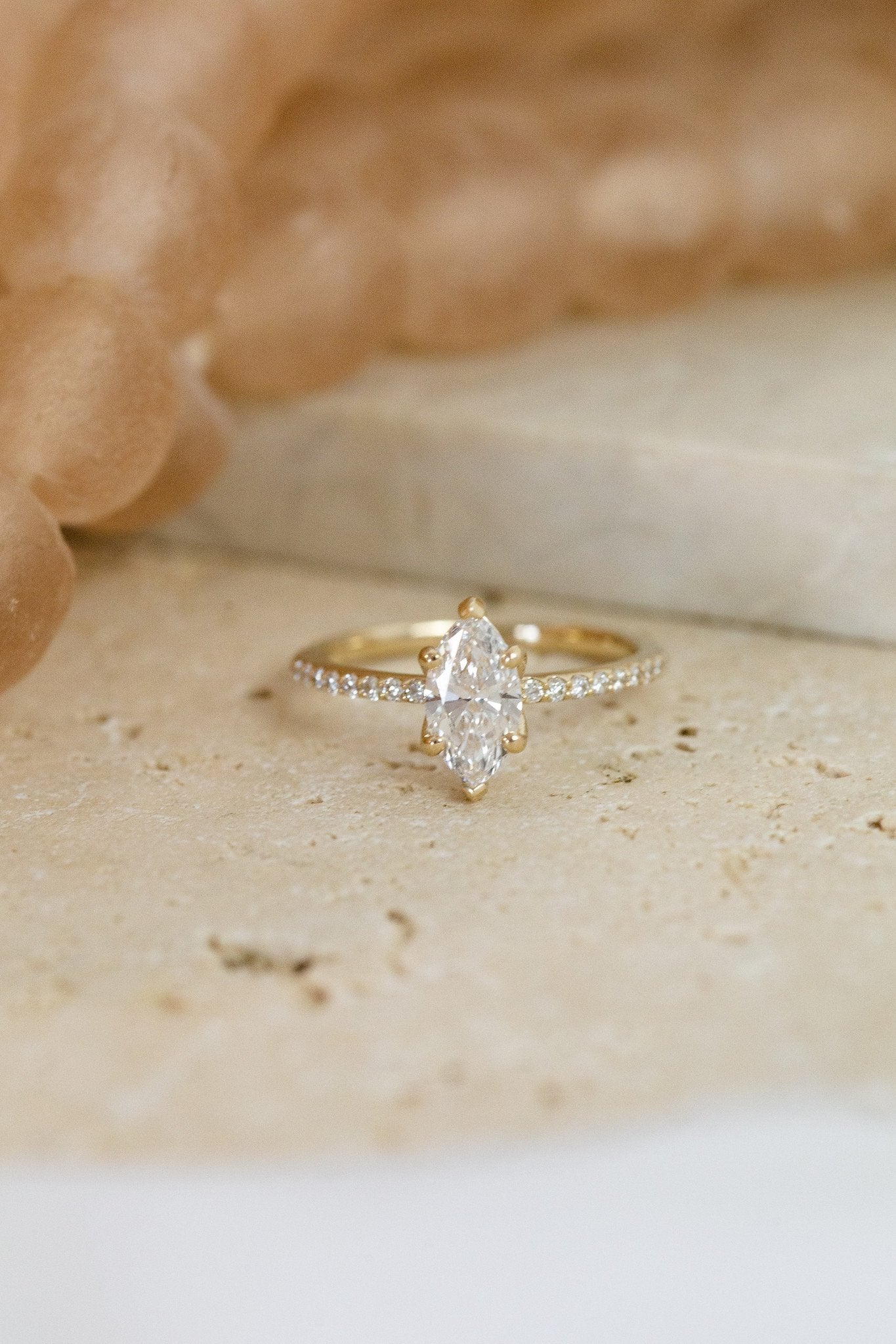 1.00 CT Carats Marquise Cut Moissanite diamond Pave Style Engagement Ring