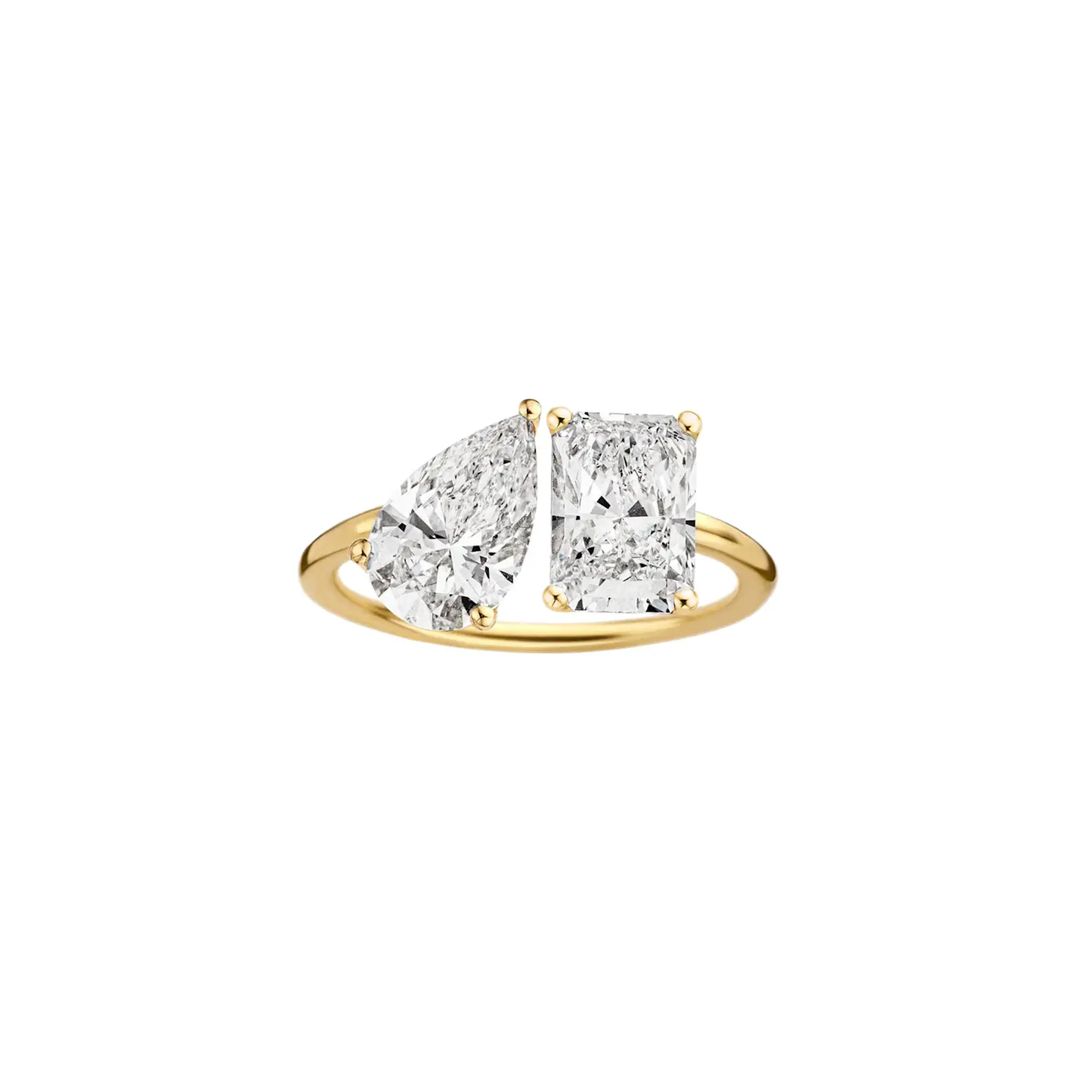 2.75 CT Pear and Radiant Diamond Two Stone Engagement Ring