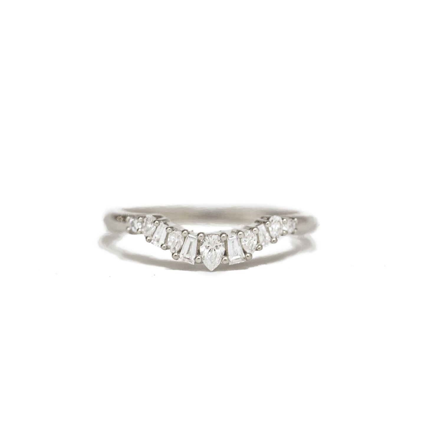 0.26 TCW Baguette Pear and Round cluster Wedding Band