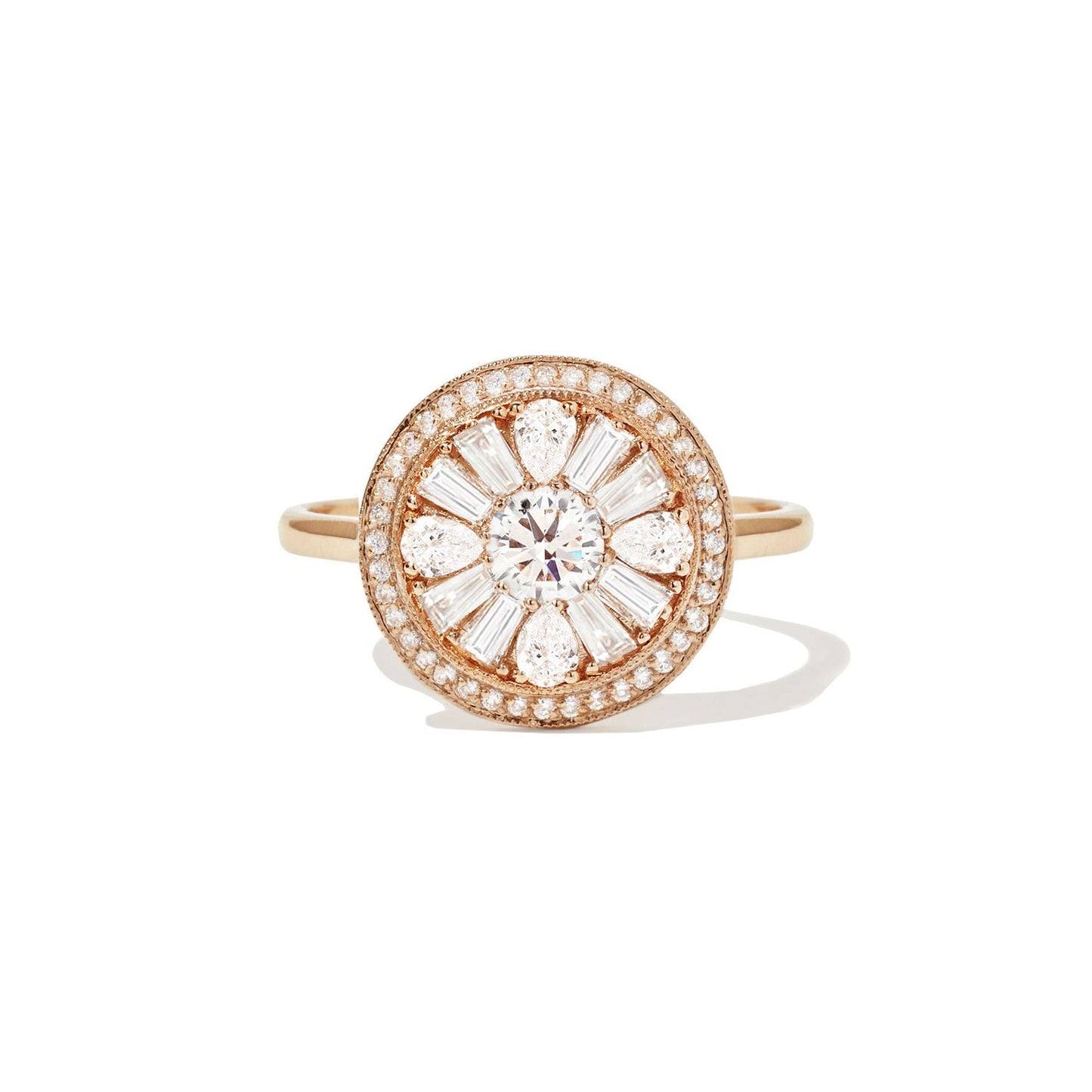 0.38 CT Round Shape CVD Diamond Vintage Engagement Ring