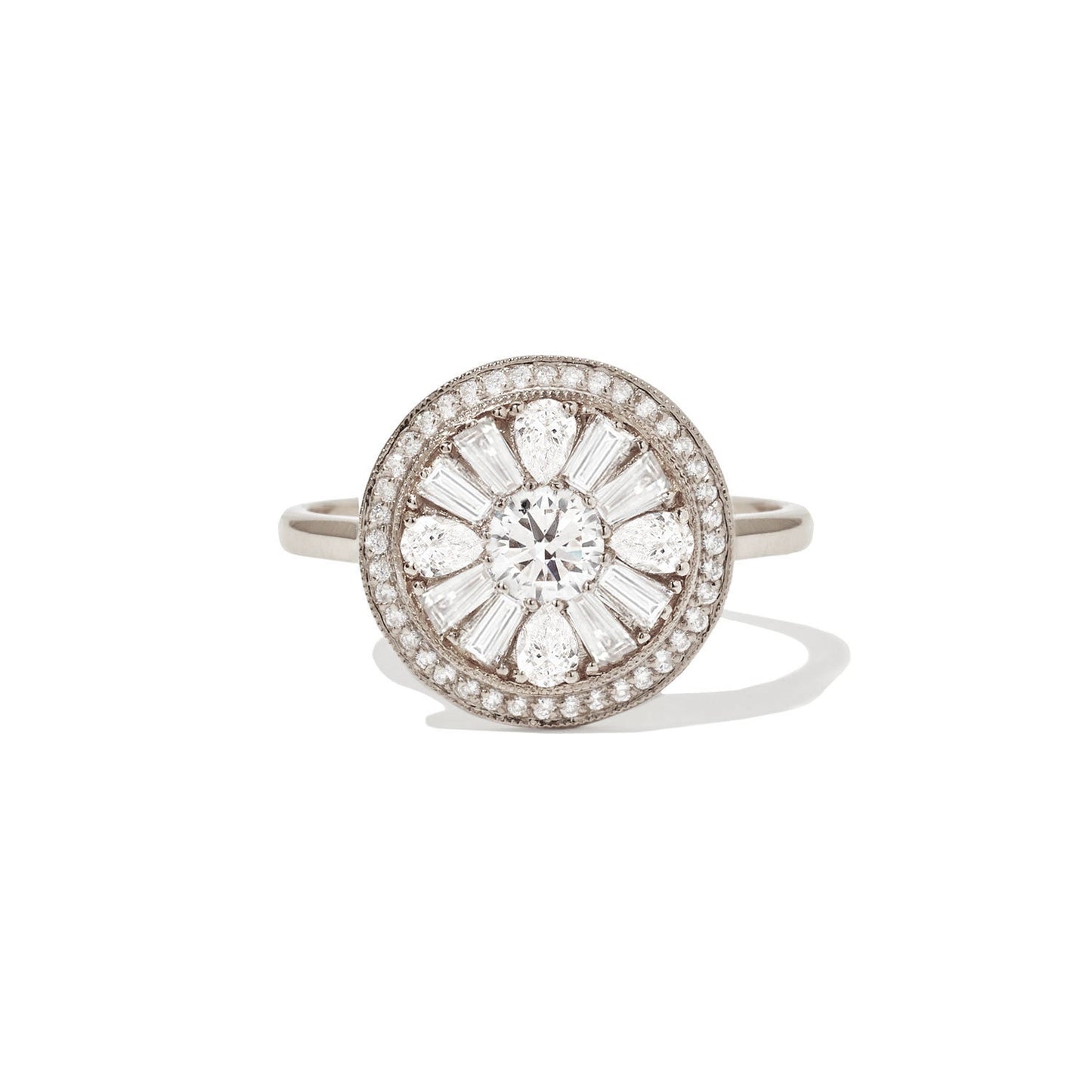 0.38 CT Round Shape CVD Diamond Vintage Engagement Ring