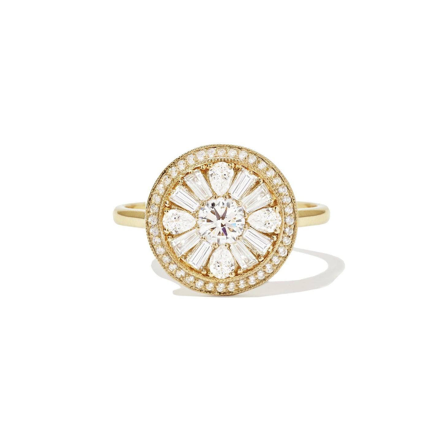 0.38 CT Round Shape CVD Diamond Vintage Engagement Ring