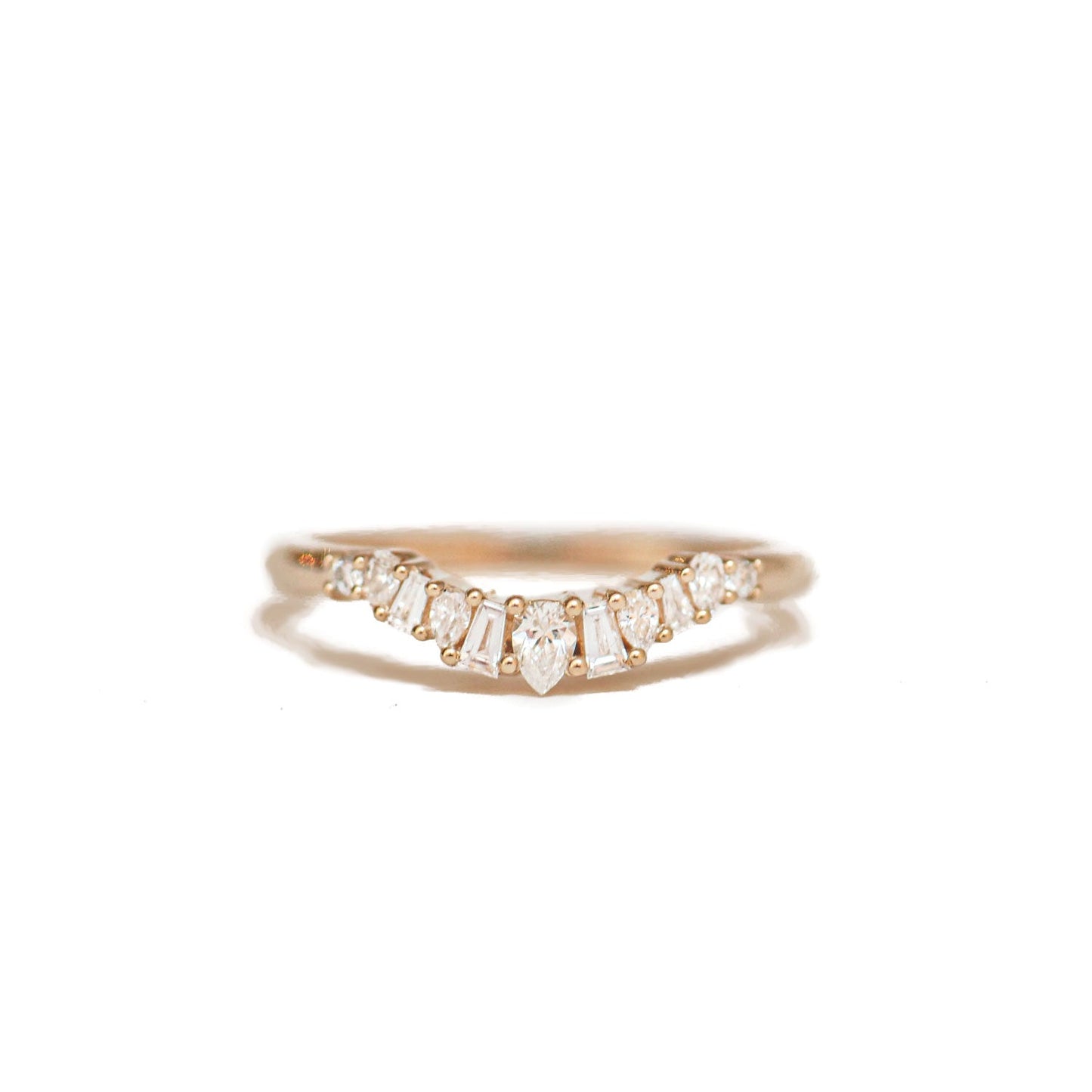 0.26 TCW Baguette Pear and Round cluster Wedding Band