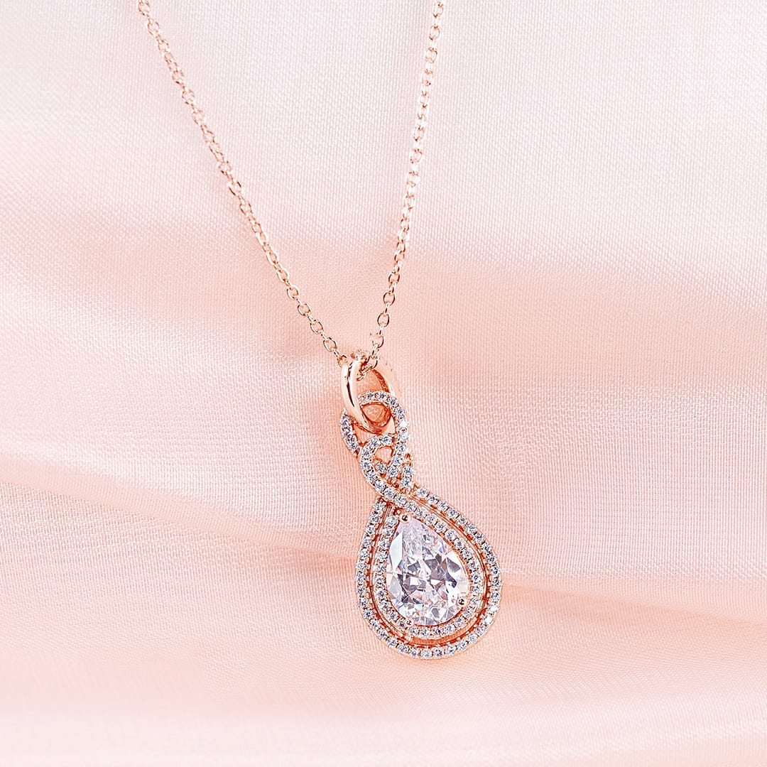 Emily-2.0 Carats Pear Moissanite Double Halo Necklace