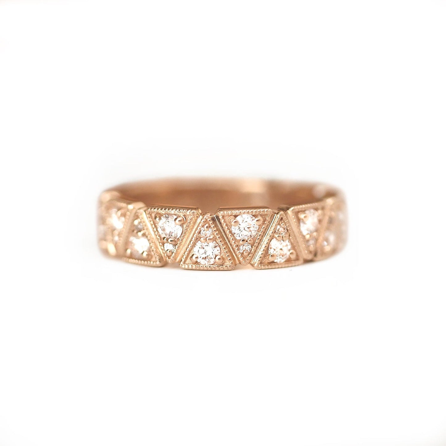 0.64TCW Round Lab grown triangle Wedding Band