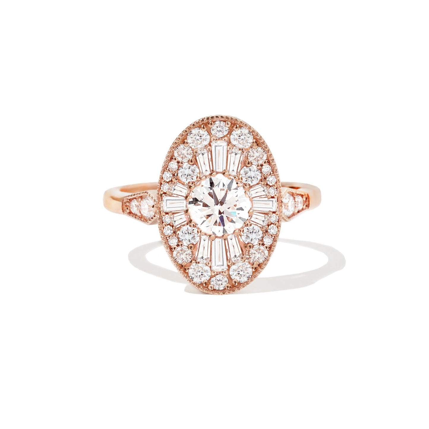 1.0 CT Round Shape Ballerina CVD Diamond Engagement Ring