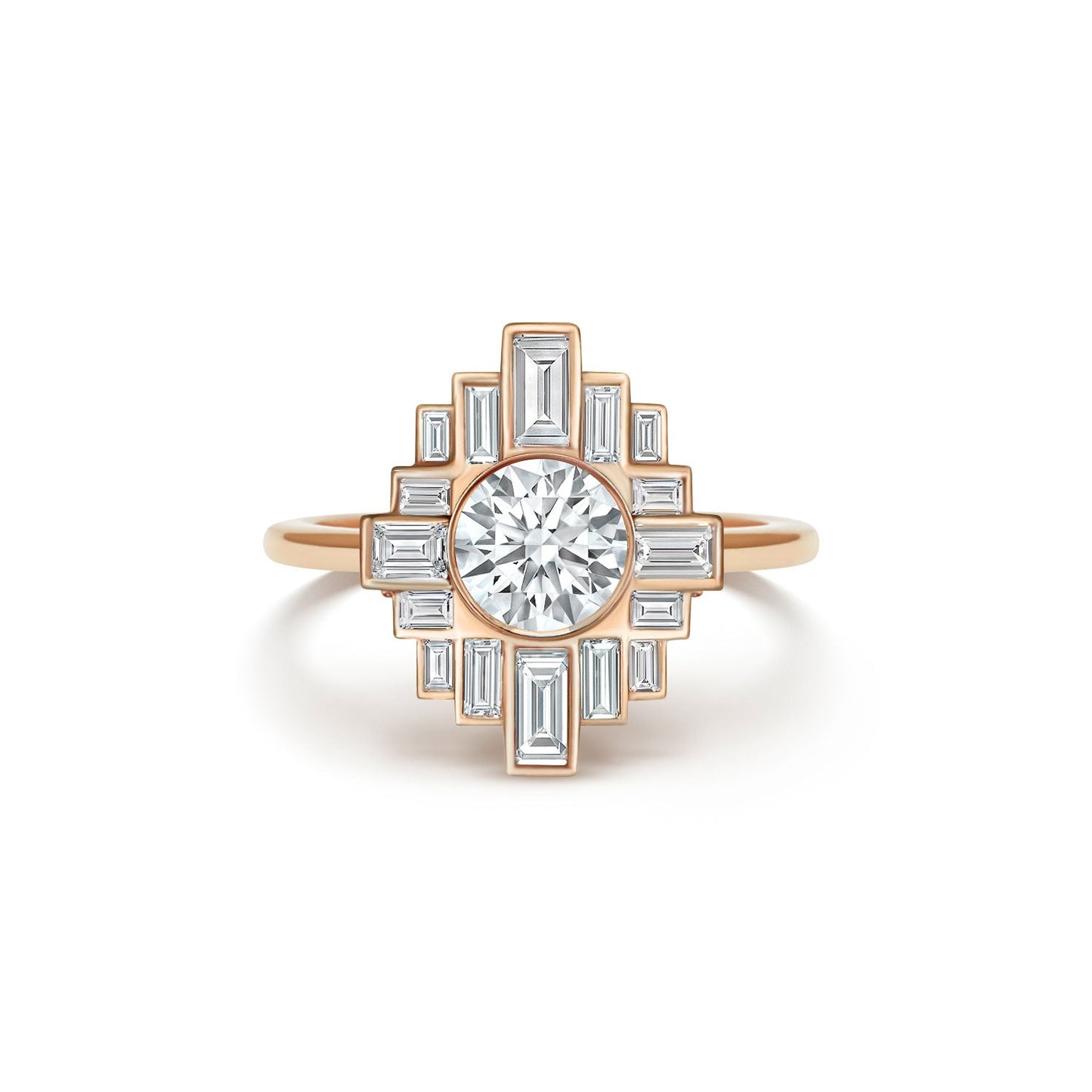 0.85 CT Round Shape CVD Diamond Art Deco Setting Engagement Ring