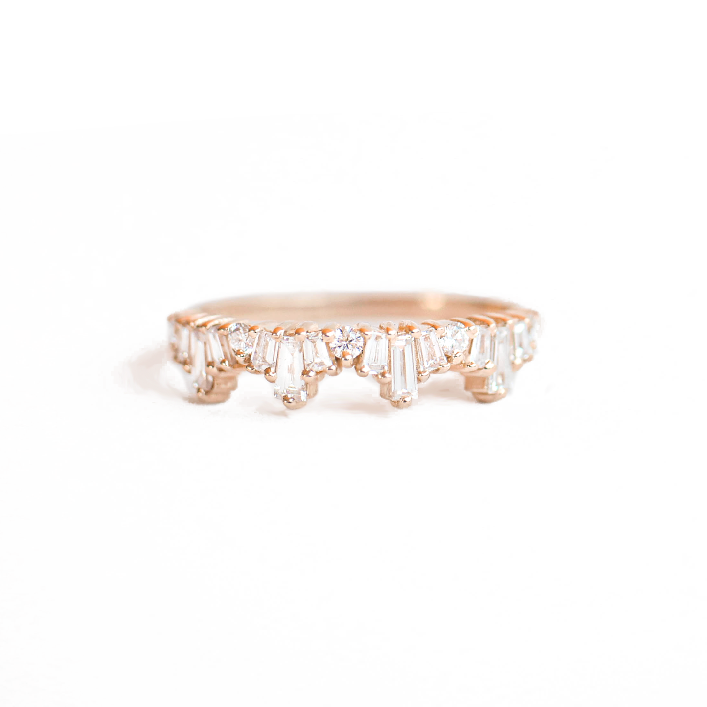 0.53 TCW Baguette and Round Cluster Eternity Wedding Band
