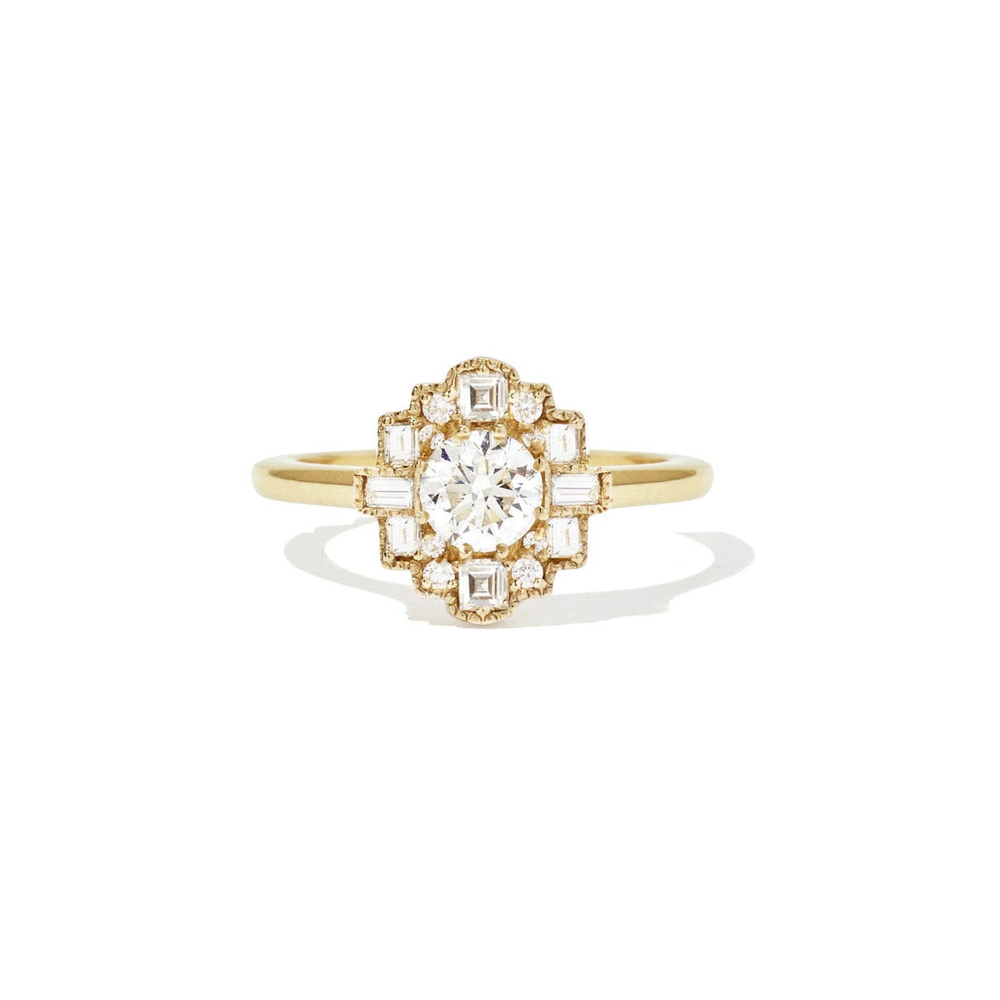 0.50 CT Round Shape CVD Diamond Halo Setting Engagement Ring
