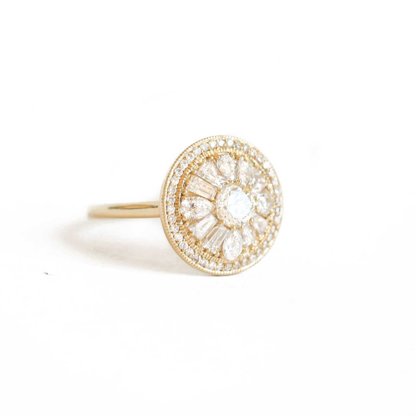 0.38 CT Round Shape CVD Diamond Vintage Engagement Ring