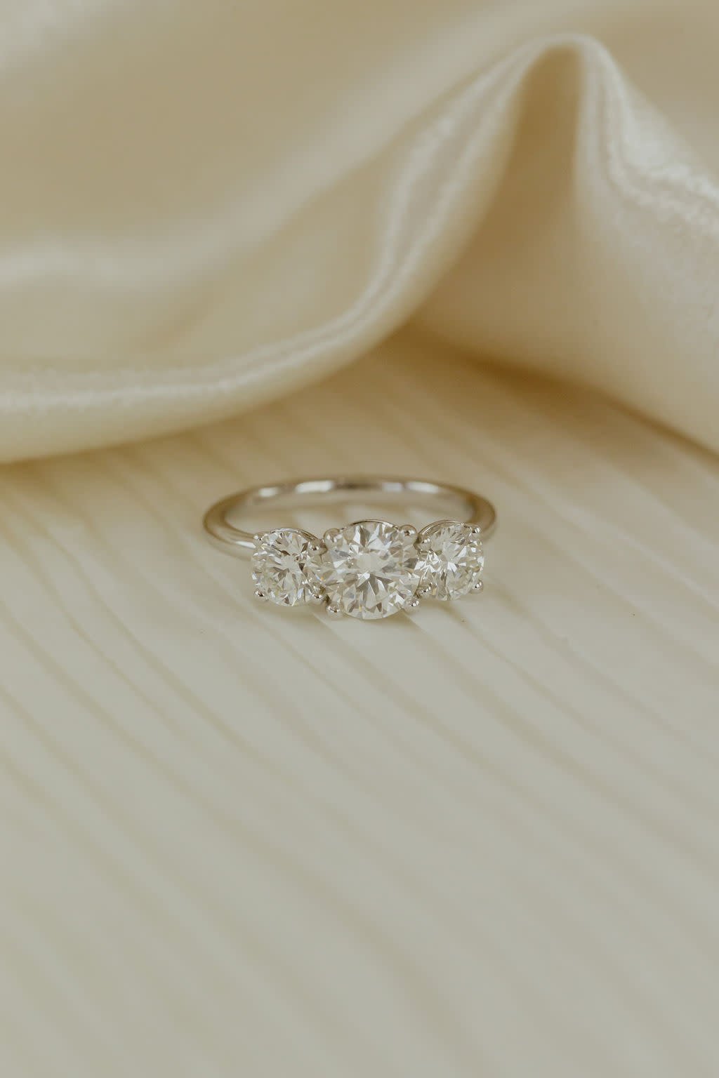 1.00 CT Carats Round Cut Moissanite diamond Three Stone Style Engagement Ring