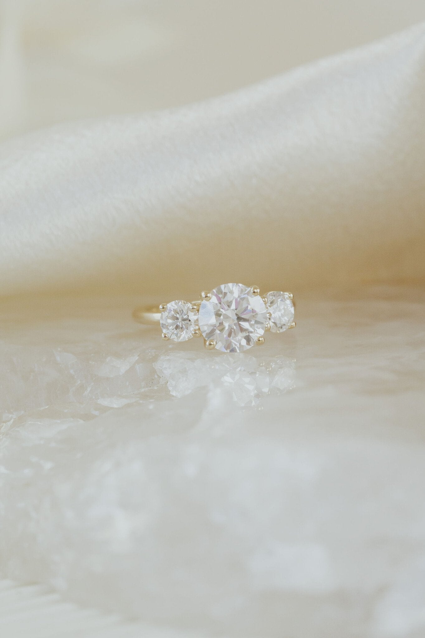 1.00 CT Carats Round Cut Moissanite diamond Three Stone Style Engagement Ring