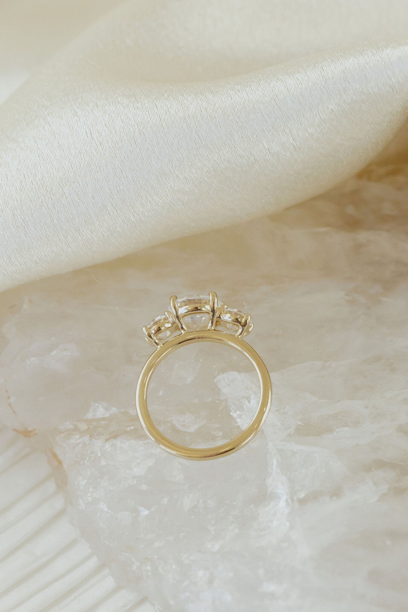 1.00 CT Carats Round Cut Moissanite diamond Three Stone Style Engagement Ring