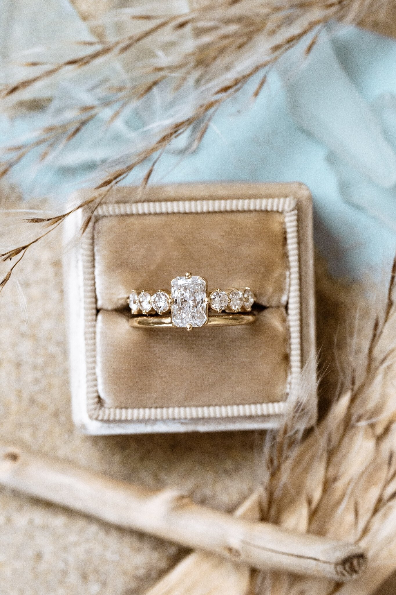 1.25 CT Carats Radiant Cut Moissanite diamond Pave Style Engagement Ring