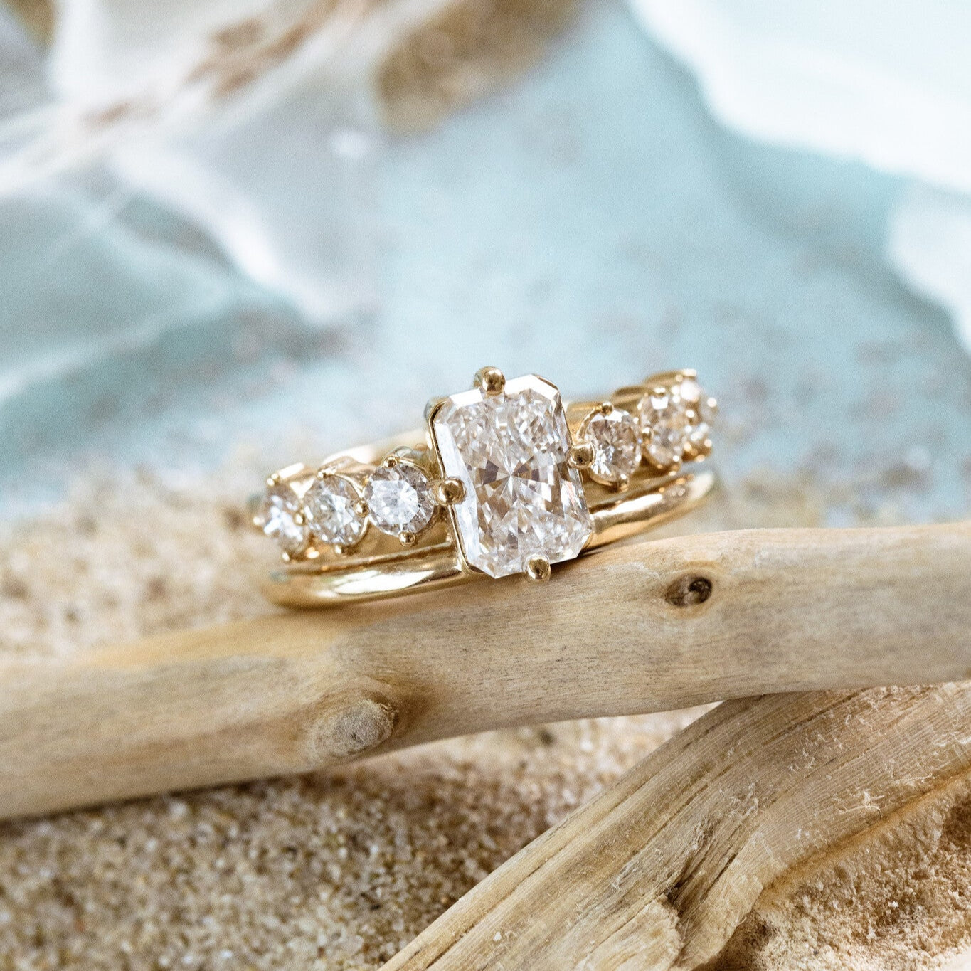 1.25 CT Carats Radiant Cut Moissanite diamond Pave Style Engagement Ring