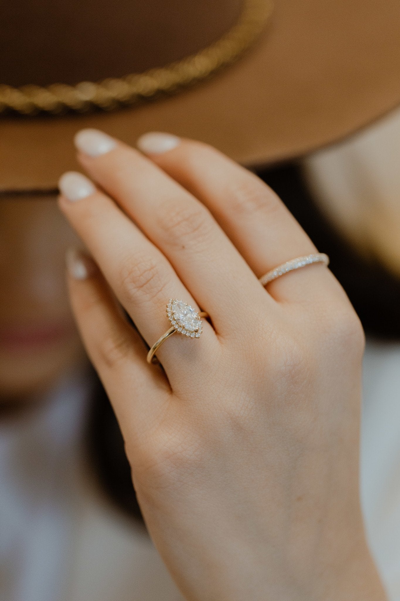 1.0 CT Carats Marquise Cut Moissanite diamond Halo Style Engagement Ring