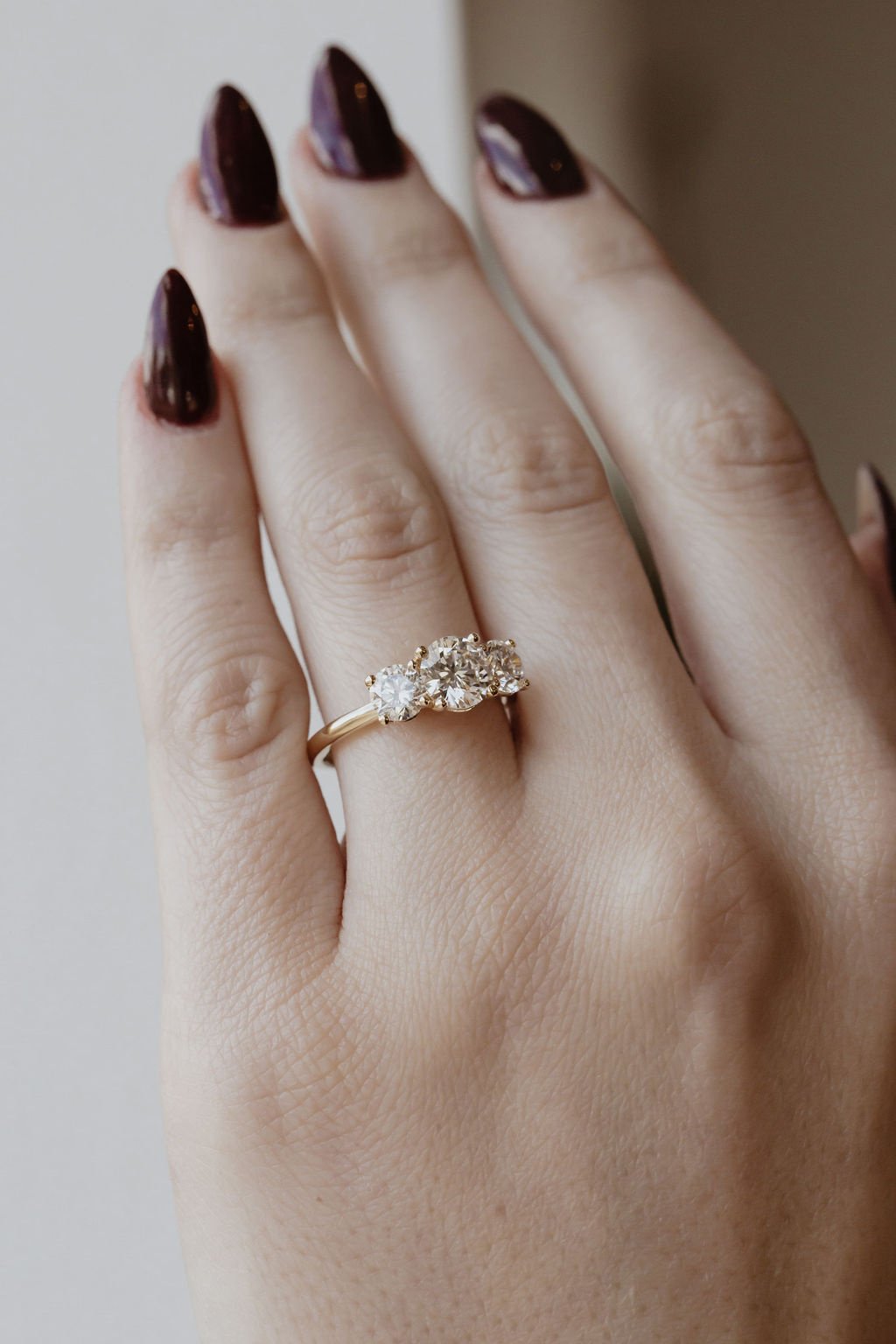 1.00 CT Carats Round Cut Moissanite diamond Three Stone Style Engagement Ring