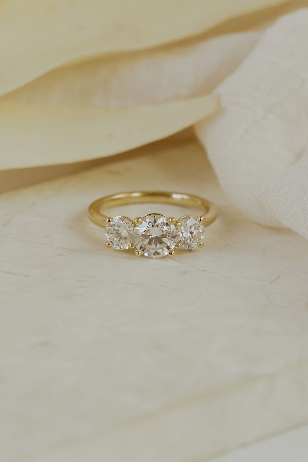 1.00 CT Carats Round Cut Moissanite diamond Three Stone Style Engagement Ring