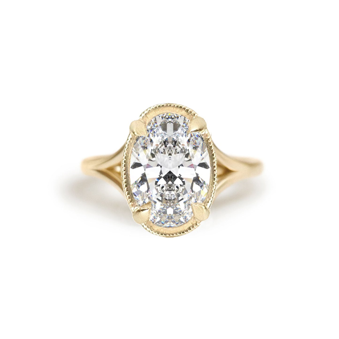 2.5 CT Oval Shape CVD Diamond Split Shank Setting Engagement Ring