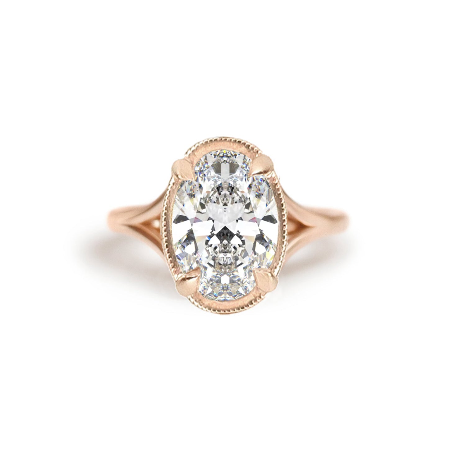 2.5 CT Oval Shape CVD Diamond Split Shank Setting Engagement Ring