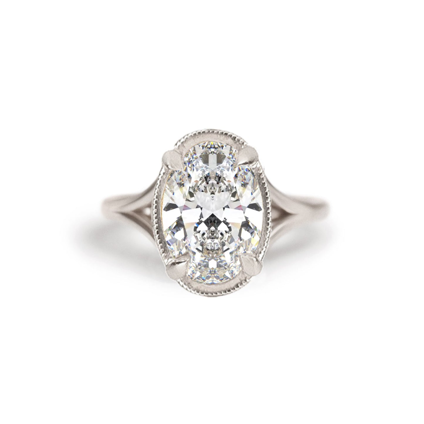 2.5 CT Oval Shape CVD Diamond Split Shank Setting Engagement Ring
