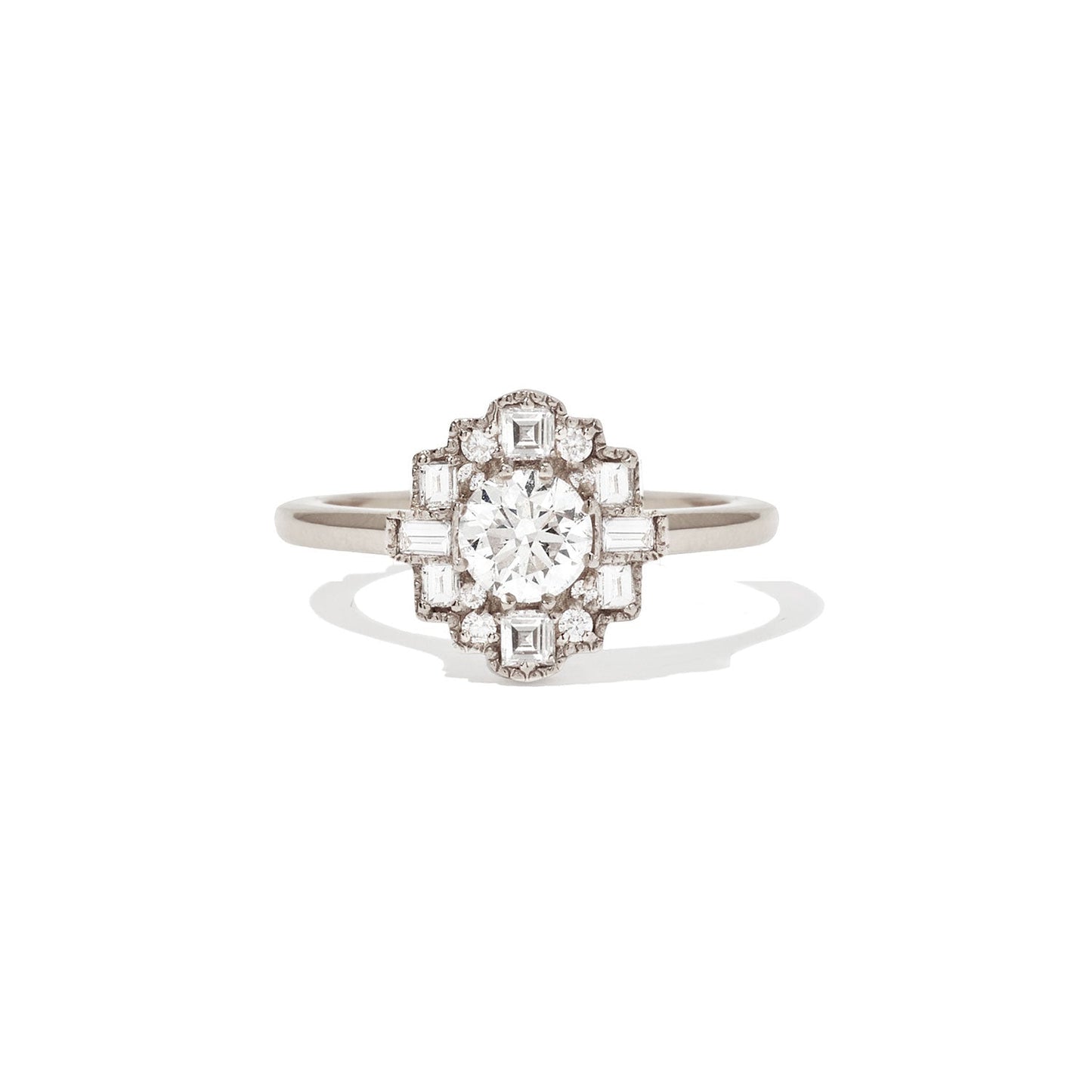 0.50 CT Round Shape CVD Diamond Halo Setting Engagement Ring