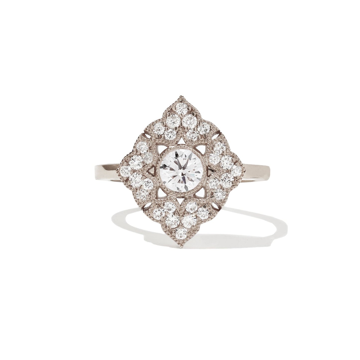 0.45 CT Round Shape cluster CVD Diamond Engagement Ring