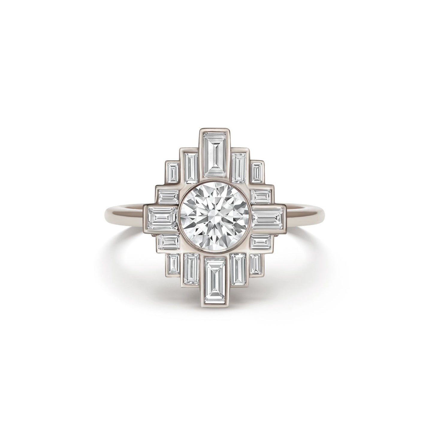 0.85 CT Round Shape CVD Diamond Art Deco Setting Engagement Ring