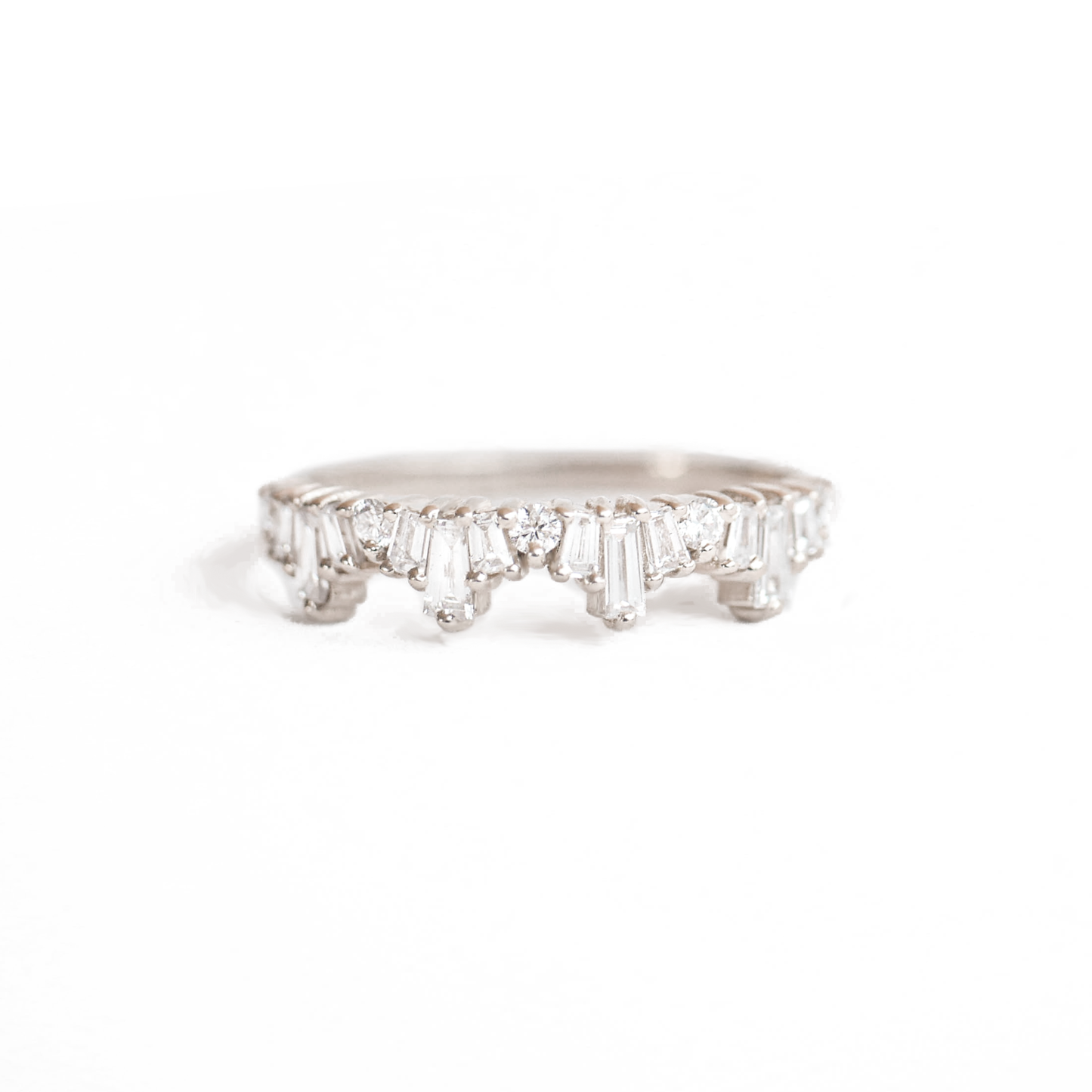 0.53 TCW Baguette and Round Cluster Eternity Wedding Band