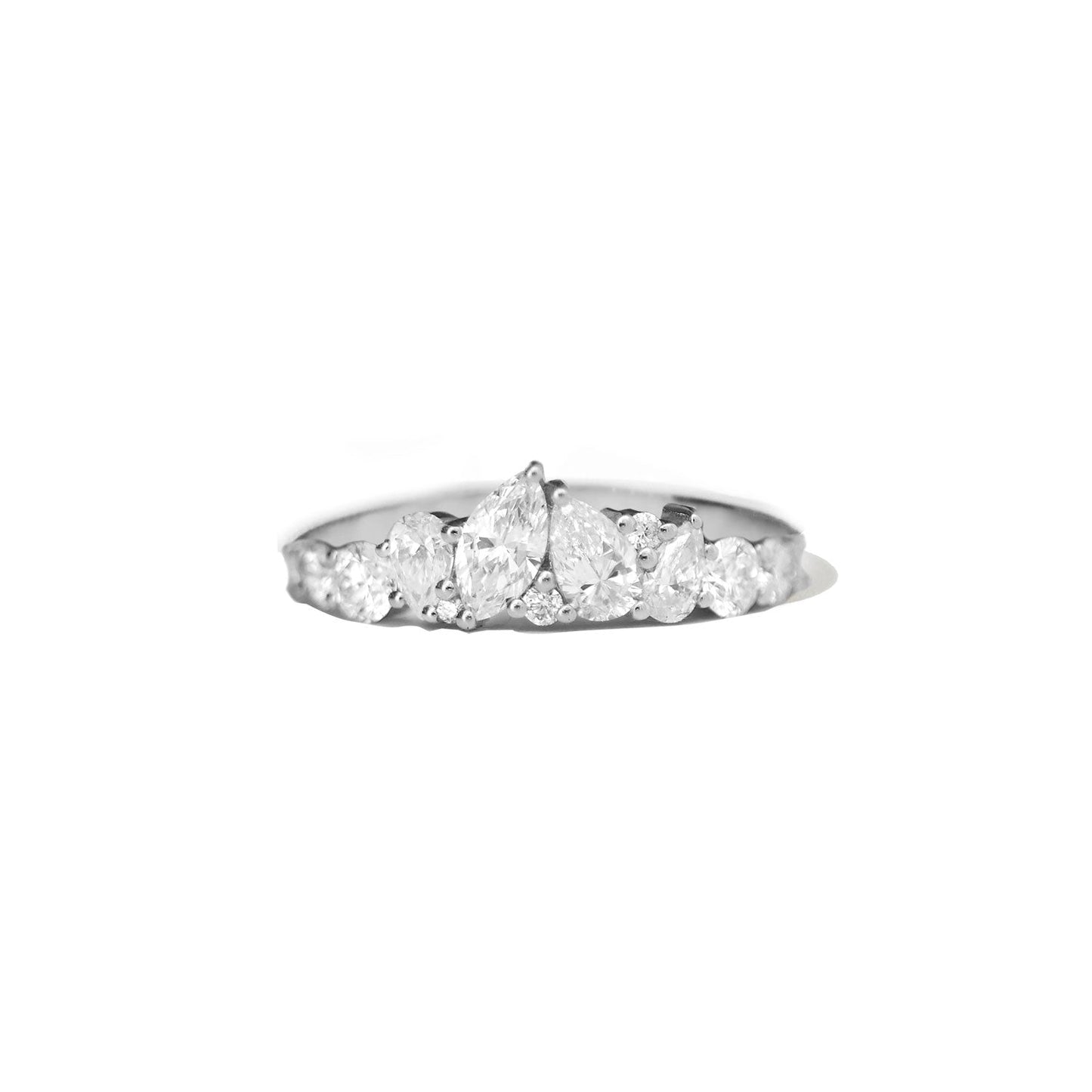 1.0 TCW Marquise, Round, Pear Lab Grown crown setting Wedding Band