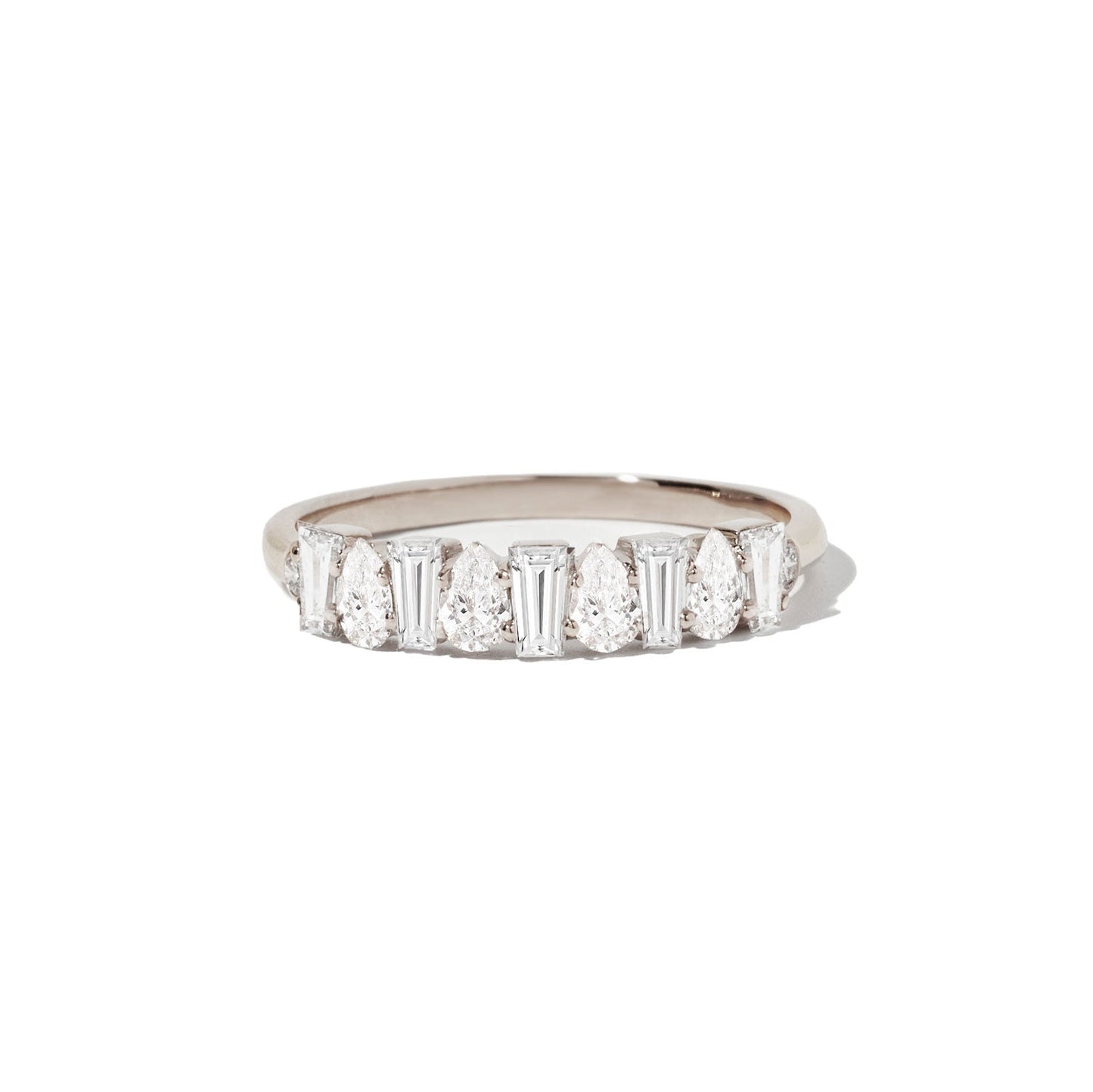 0.74 TCW Baguette & Pear Cluster Wedding Band