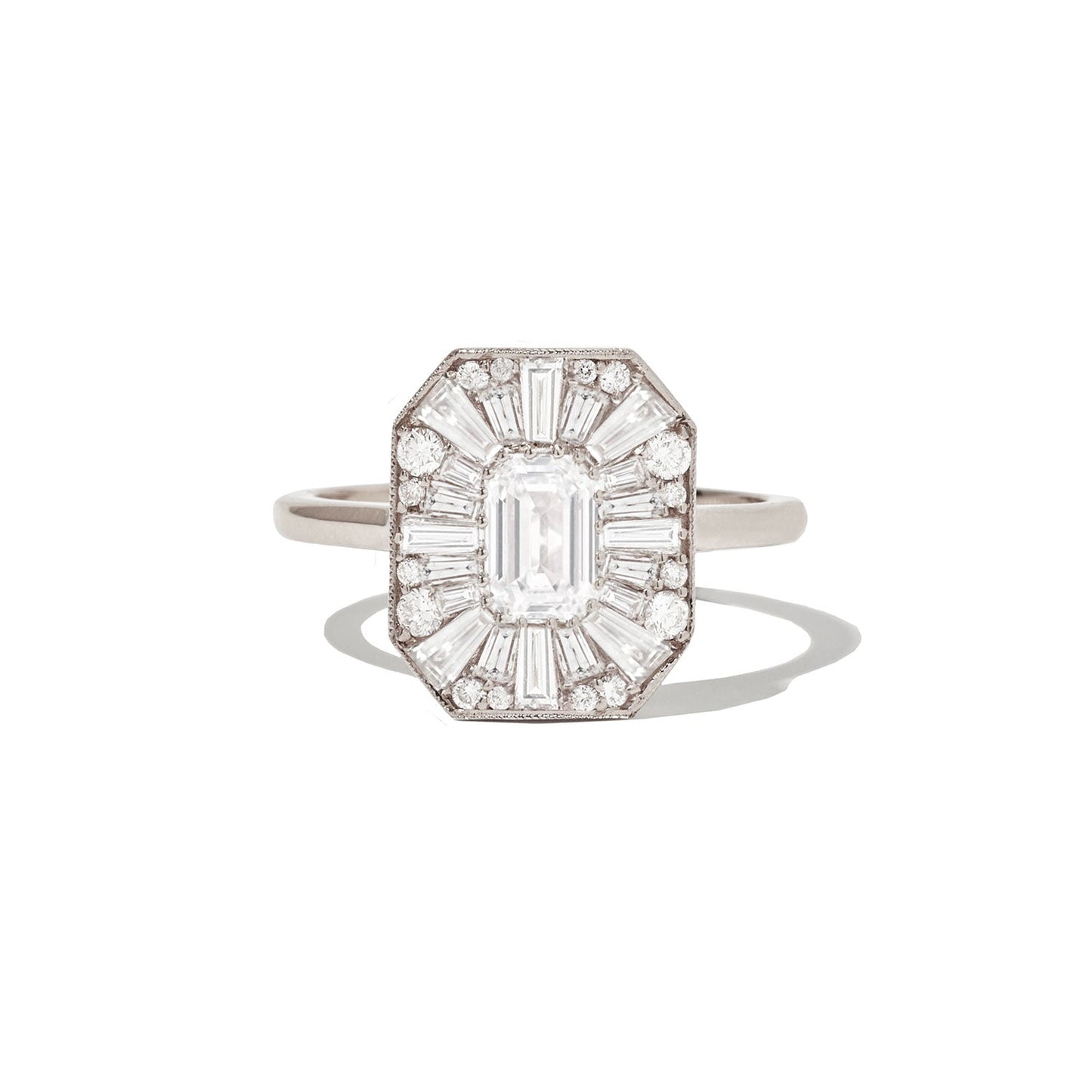 0.50 CT Emerald Shape Ballerina CVD Diamond Engagement Ring