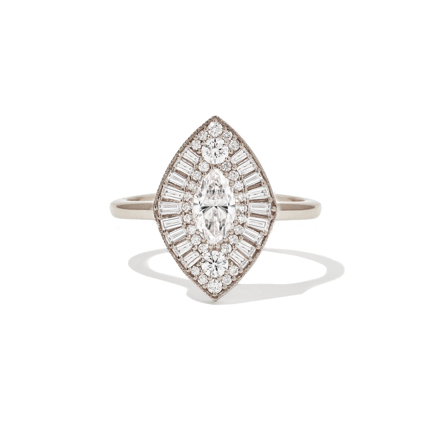 0.42 CT marquise Shape CVD Diamond Bezel Halo Setting Engagement Ring