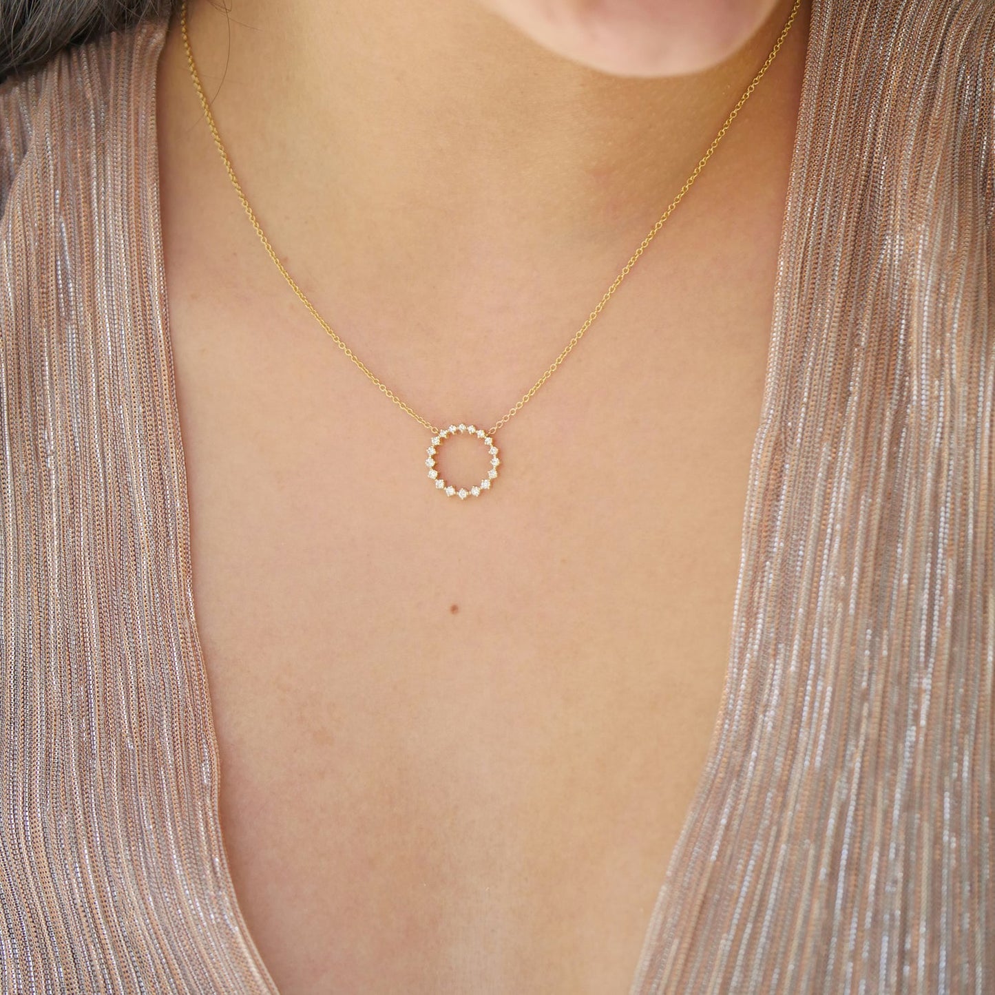 0.50 Carats Round Moissanite Circle Necklace