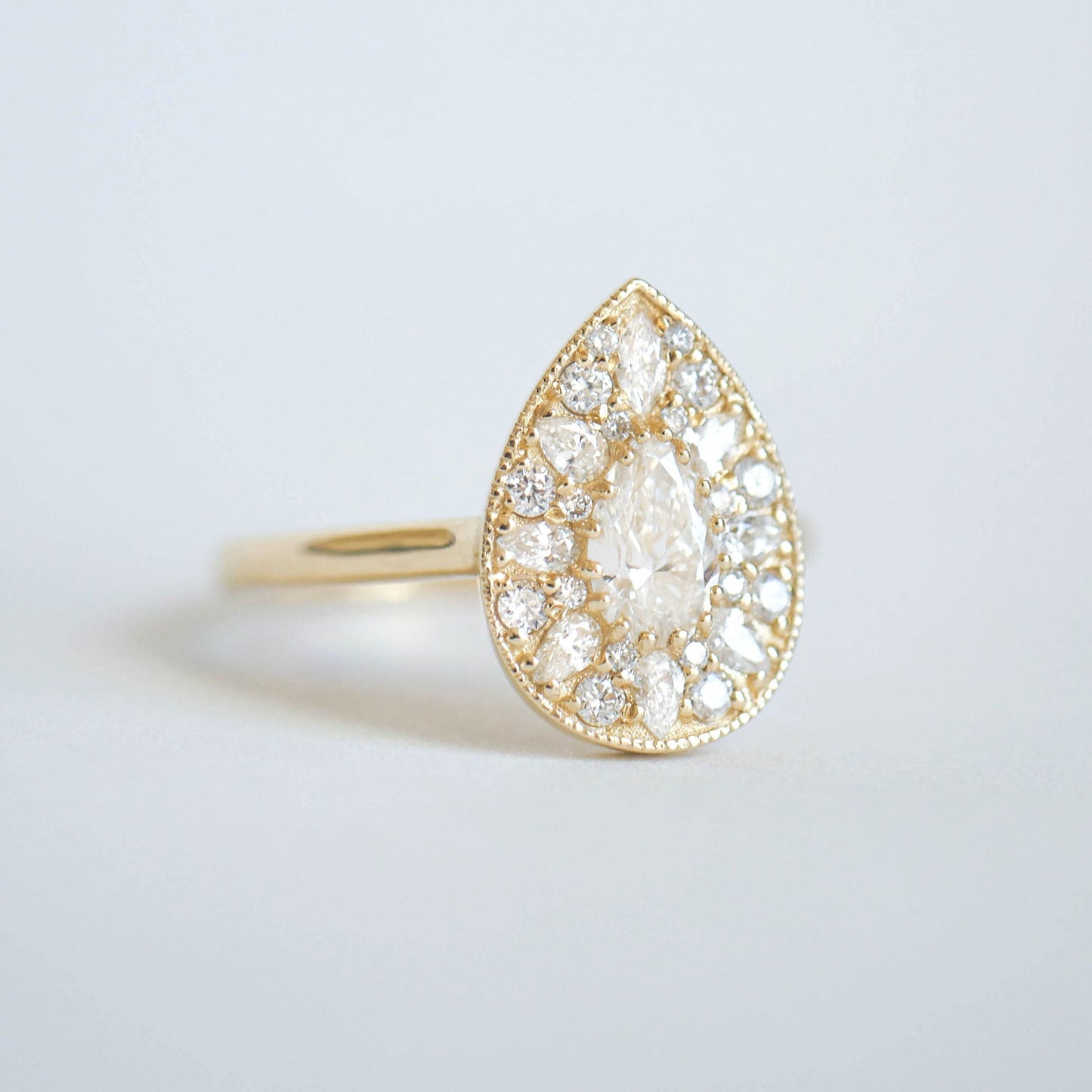 0.53 CT Pear Shape CVD Diamond Halo Engagement Ring