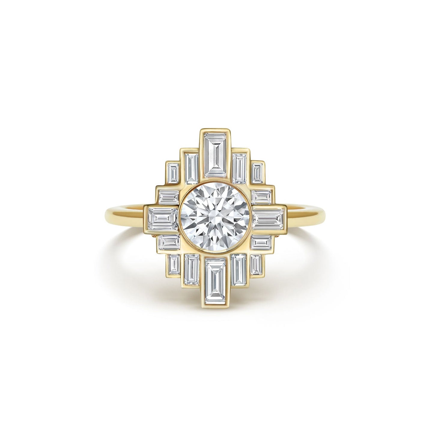 0.85 CT Round Shape CVD Diamond Art Deco Setting Engagement Ring