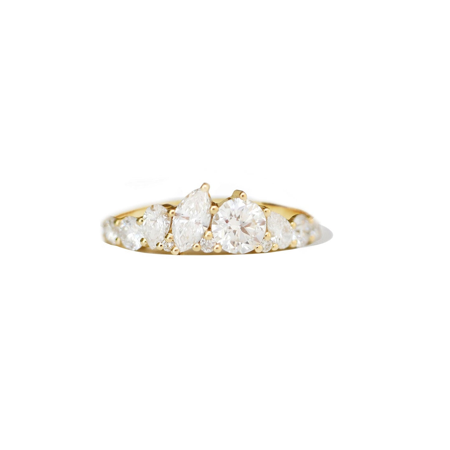 1.18 TCW Pear Marquise and Round cluster setting Wedding Band