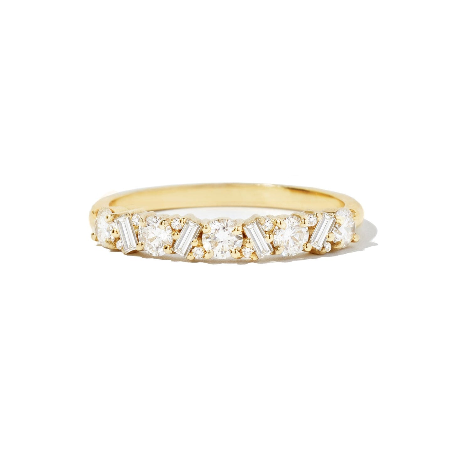 0.55 TCW Round and Baguette Cluster Wedding Band