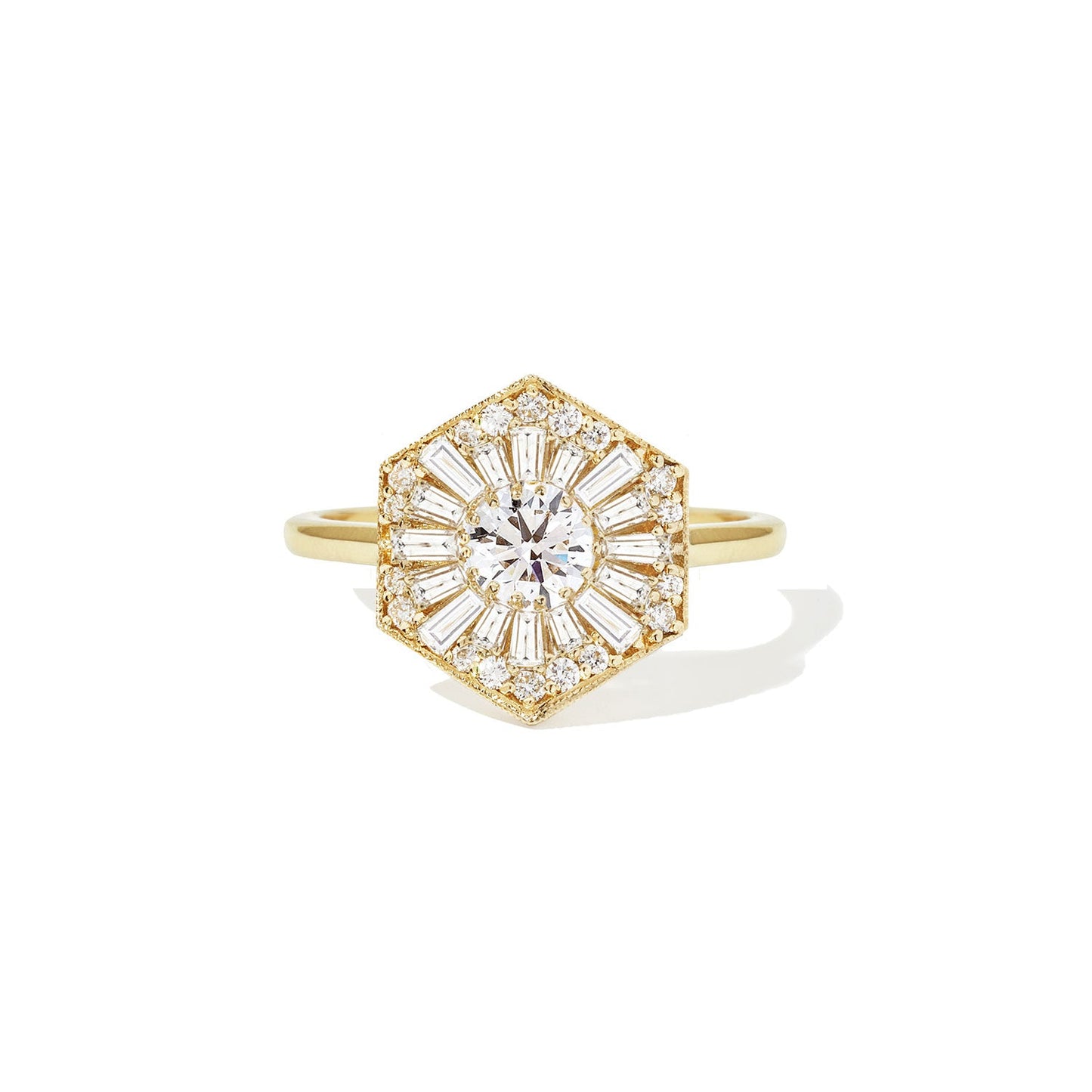 0.45 CT Round Shape Ballerina CVD Diamond Engagement Ring