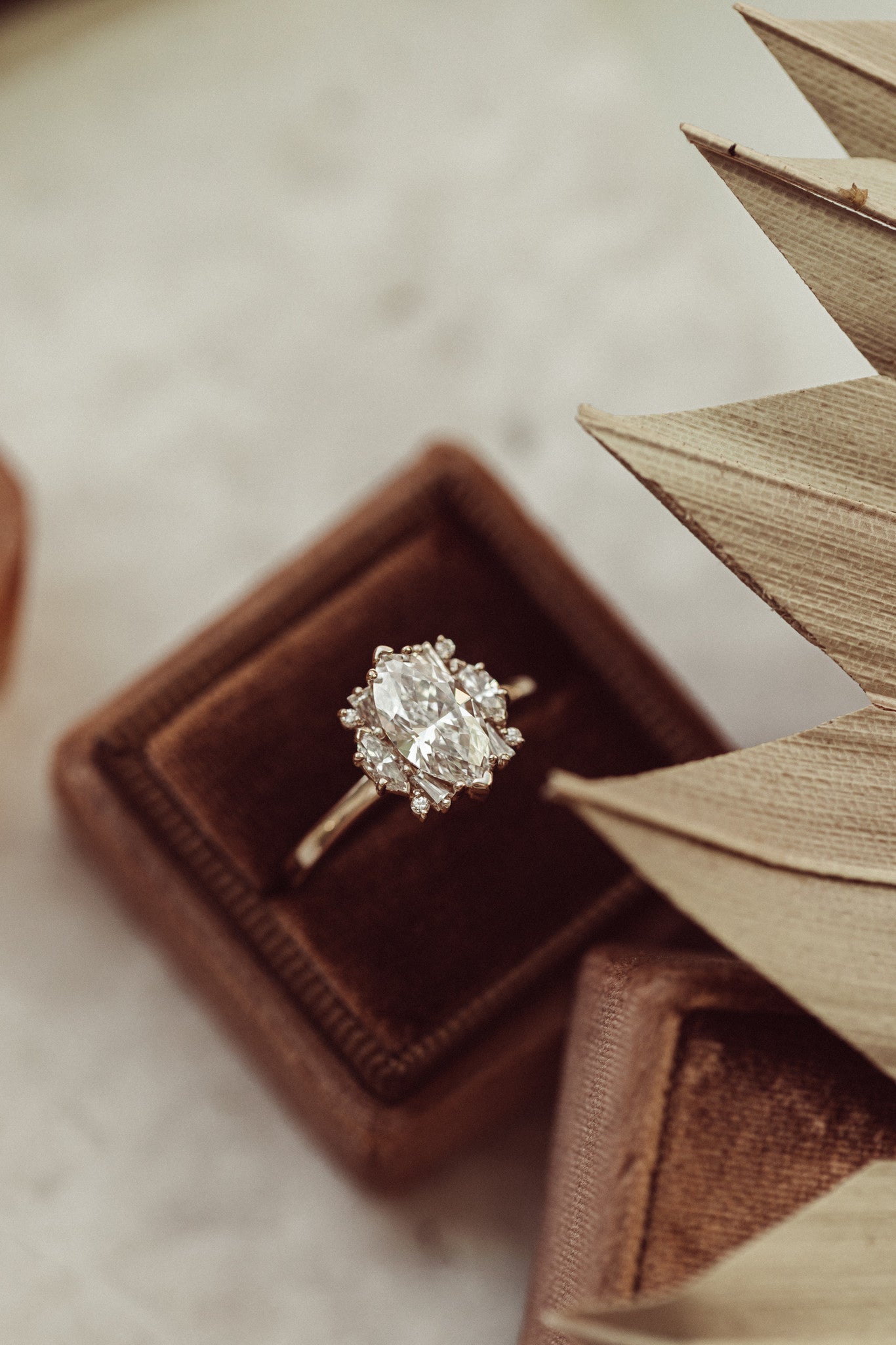 1.00 CT Carats Marquise Cut Moissanite diamond Cluster Style Engagement Ring